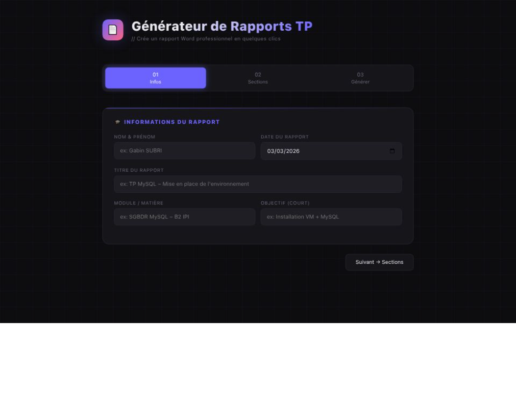 Générateur de Rapports TP